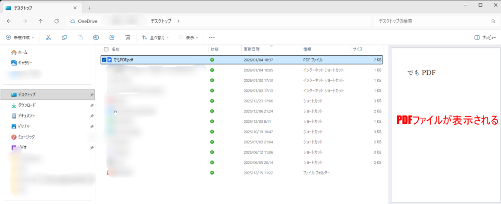 
パソコン本体（ローカル）のPDFプレビューは表示される